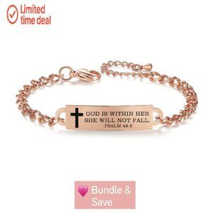 Stainless Steel Inspirational Bible Verse Bracelet Adjustable Christian Jewelry